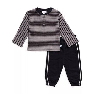 Splendid Baby Boys' Gray Black Stripe Shirt & Pants Set Size 12-18 Months